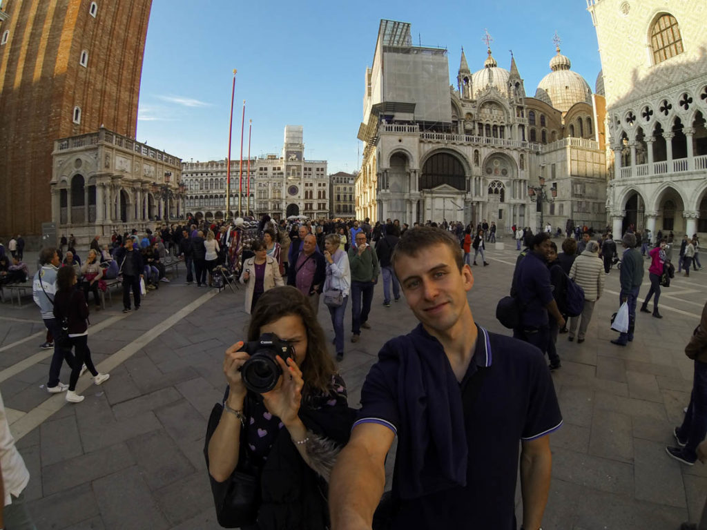 Wenecja - ja i Tomek na Piazzetta San Marco, 1 listopada 2014