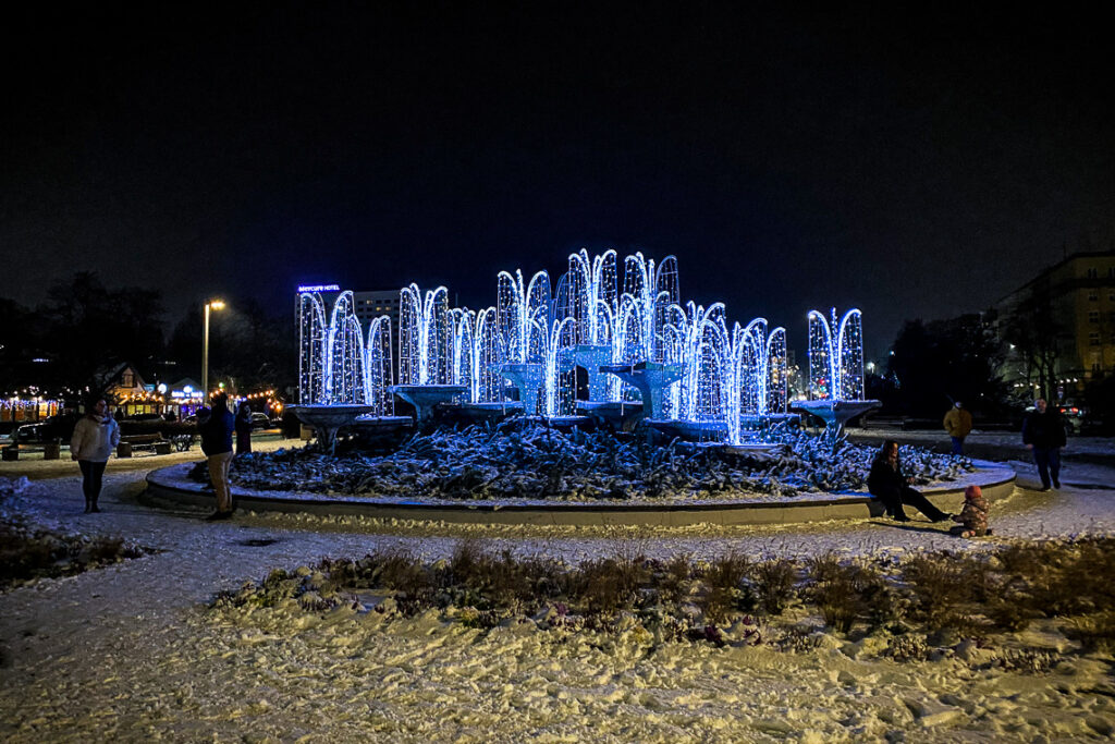 Gdyńskie iluminacje - fontanna, grudzień 2021